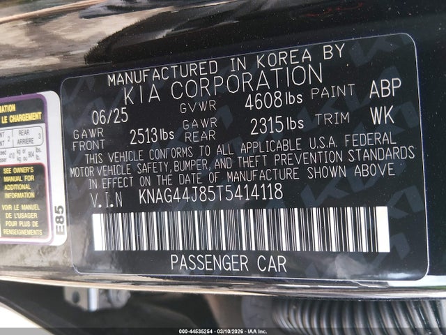 KNAG44J85T5414118 KIA K5 Gt