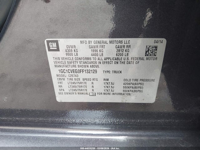 1GC1CVEG0FF132129 Chevrolet Silverado 2500hd Lt