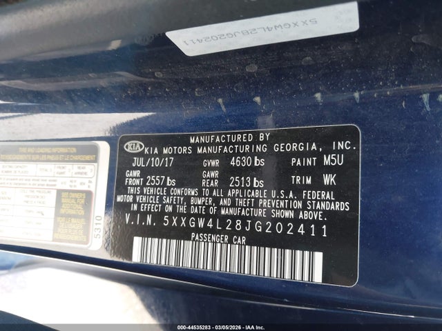 5XXGW4L28JG202411 KIA Optima Sx Turbo