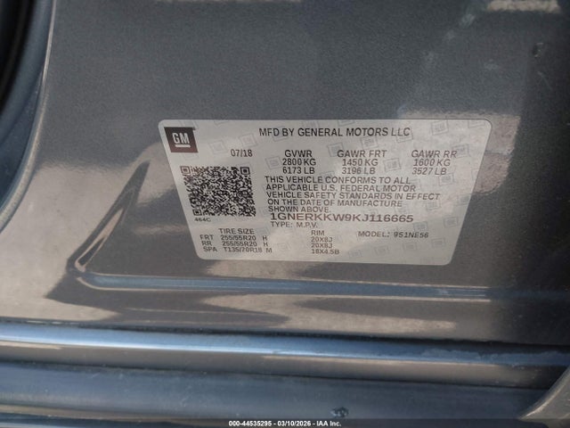 1GNERKKW9KJ116665 Chevrolet Traverse Premier
