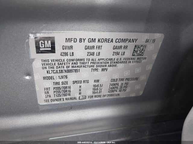 Chevrolet Trax Lt 2019 KL7CJLSB7KB897851 Image 9