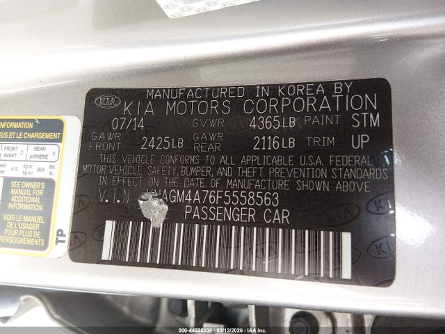 2015 KIA OPTIMA KNAGM4A76F5558563 Photo 8