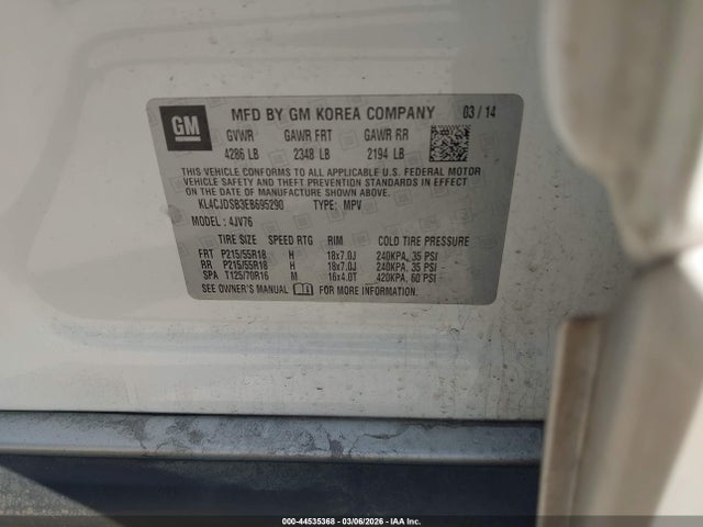 Aukcja sprzedaży 2014 Buick Encore Premium, vin: KL4CJDSB3EB695290, numer aukcji: 44535368