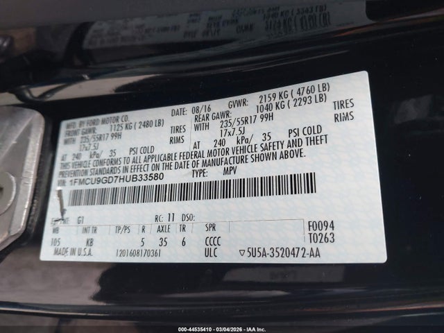 Ford ESCAPE SE 2017 1FMCU9GD7HUB33580 Image 9