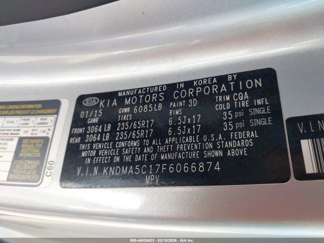 KIA Sedona L 2015 KNDMA5C17F6066874 Image 9