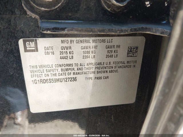 Chevrolet Volt Premier 2017 1G1RD6S59HU127236 Image 9