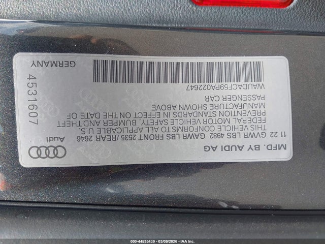 2023 Audi A5 Sportback Premium 45 Tfsi S Line Quattro S Tronic მანქანა იყიდება აუქციონზე, vin: WAUDACF59PA022647, აუქციონის ნომერი: 44535439