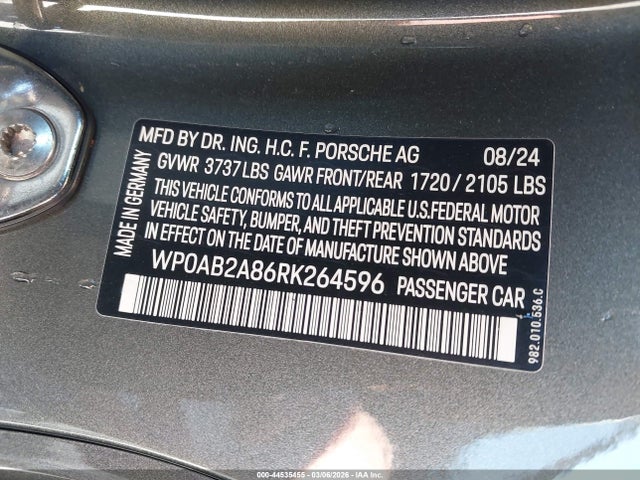 WP0AB2A86RK264596 Porsche 718 Cayman Lx