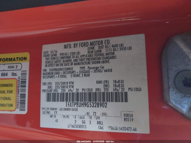 2016 FORD MUSTANG 1FATP8UH9G5328902 Photo 8