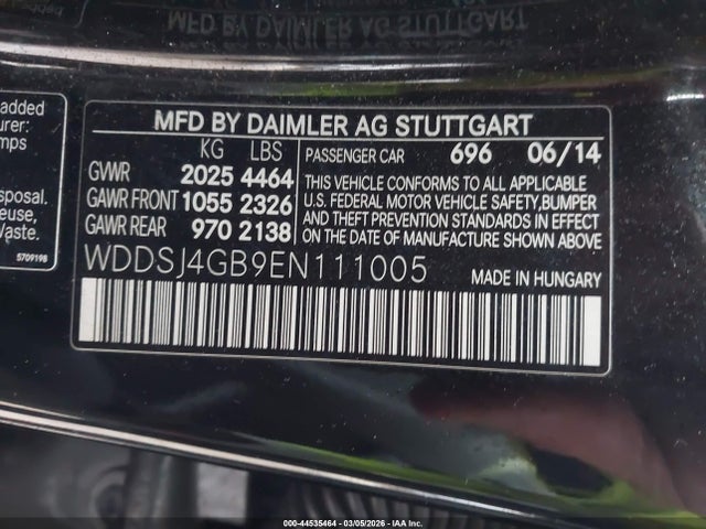 2014 Mercedes-benz Cla 250 4matic მანქანა იყიდება აუქციონზე, vin: WDDSJ4GB9EN111005, აუქციონის ნომერი: 44535464