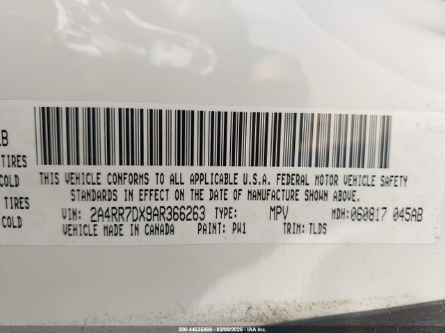 Продаж на аукціоні авто 2010 Chrysler Town & Country New Limited, vin: 2A4RR7DX9AR366263, номер лоту: 44535469
