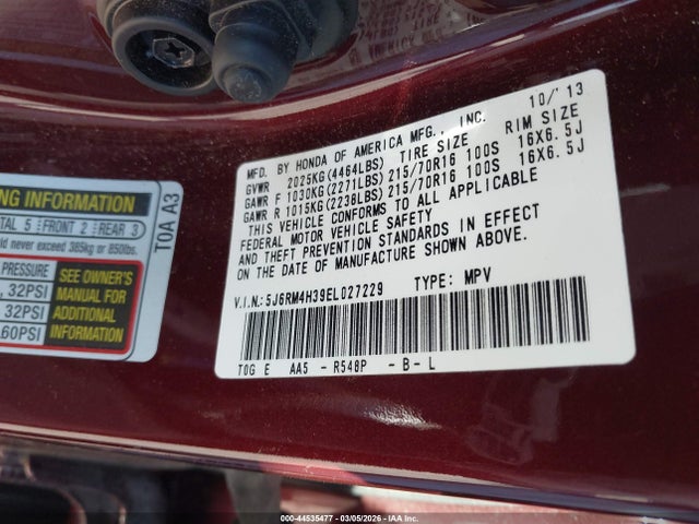 Honda CR-V LX 2014 5J6RM4H39EL027229 Image 9