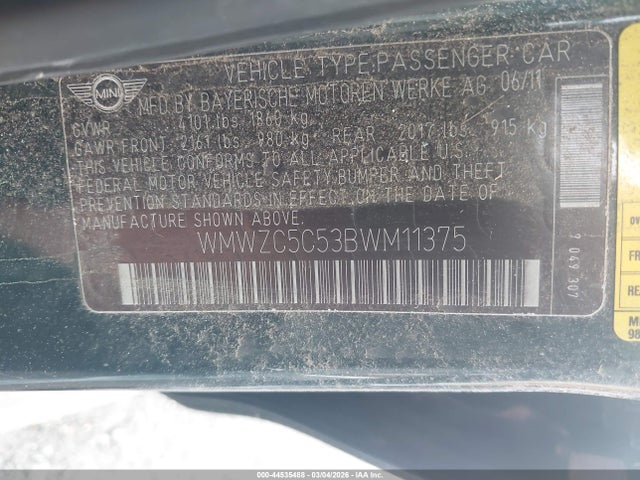 2011 MINI COOPER S COUNTRYMAN WMWZC5C53BWM11375 Photo 8