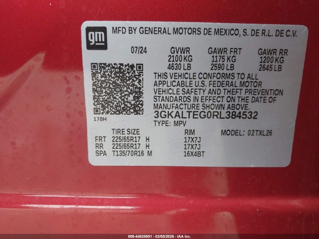 Aukcja sprzedaży 2024 Gmc Terrain Awd Sle, vin: 3GKALTEG0RL384532, numer aukcji: 44535501