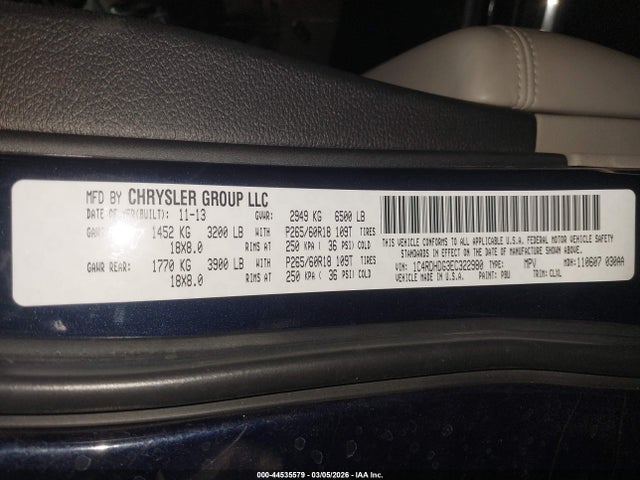 Продажа на аукционе авто 2014 Dodge Durango Limited, vin: 1C4RDHDG3EC322980, номер лота: 44535579