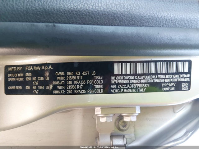 Jeep Renegade Latitude 2015 ZACCJABT8FPB85876 Image 9