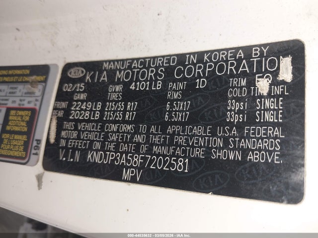 KIA SOUL + 2015 KNDJP3A58F7202581 Image 9