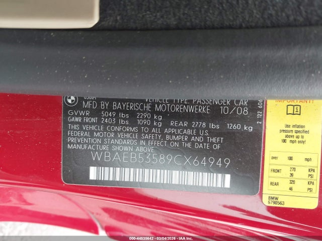 2009 BMW 650I WBAEB53589CX64949 Photo 8