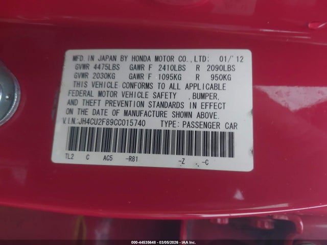 Aukcja sprzedaży 2012 Acura Tsx 2.4, vin: JH4CU2F89CC015740, numer aukcji: 44535648