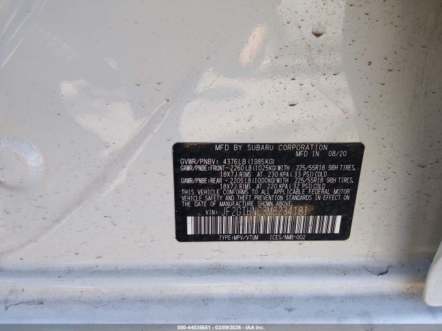 44535651 :رقم المزاد ، JF2GTHNC3M8234181 vin ، 2021 Subaru Crosstrek Limited مزاد بيع
