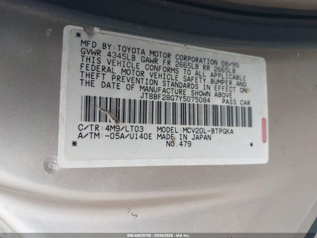 2000 LEXUS ES 300 JT8BF28G7Y5075084 Photo 8