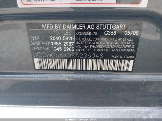 2008 MERCEDES-BENZ S 550 WDDNG86X08A236048 Photo 8