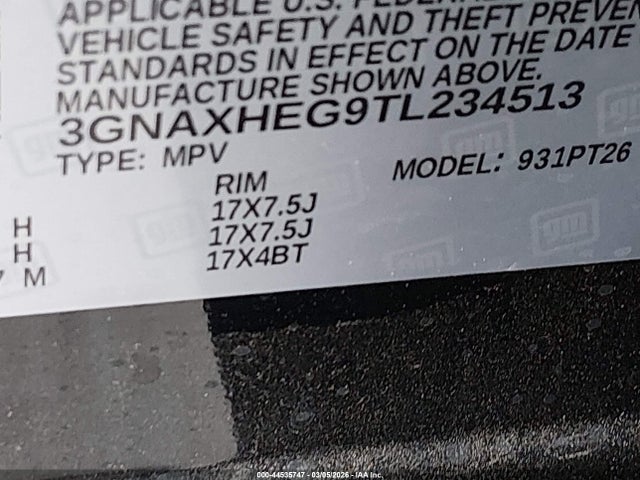 3GNAXHEG9TL234513 Chevrolet Equinox Fwd Lt