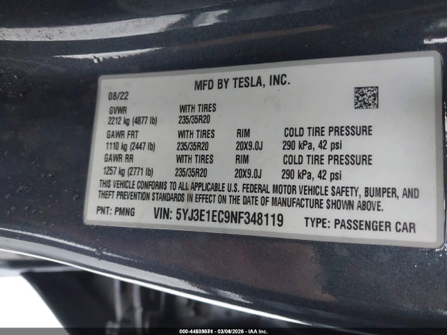 2022 TESLA MODEL 3 5YJ3E1EC9NF348119 Photo 8