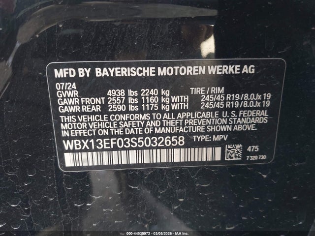 Продаж на аукціоні авто 2025 Bmw X1 M35i, vin: WBX13EF03S5032658, номер лоту: 44535972