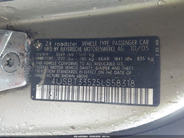 2005 BMW Z4 4USBT33525LS58318 Photo 8