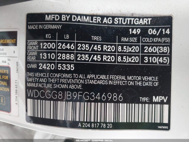 Продаж на аукціоні авто 2015 Mercedes-benz Glk 350 4matic, vin: WDCGG8JB9FG346986, номер лоту: 44536005