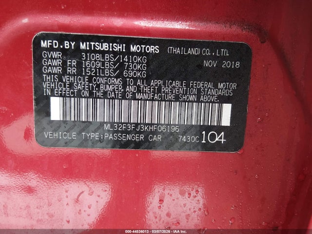 Mitsubishi Mirage G4 Es 2019 ML32F3FJ3KHF06196 Image 9