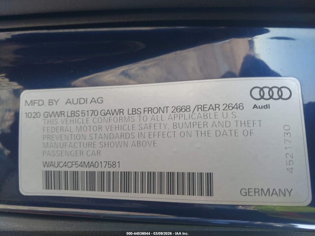 2021 AUDI S5 SPORTBACK WAUC4CF54MA017581 Photo 8