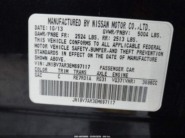 Продажа на аукционе авто 2014 Infiniti Q50 Premium, vin: JN1BV7AR3EM697117, номер лота: 44536068