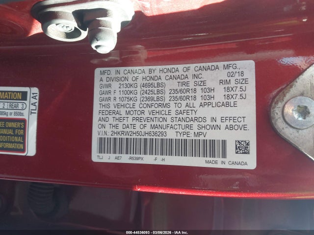 Honda CR-V EX 2018 2HKRW2H50JH636293 Image 9