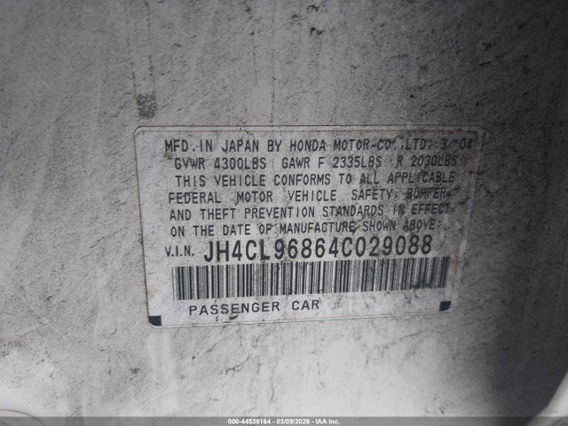 Продаж на аукціоні авто 2004 Acura Tsx, vin: JH4CL96864C029088, номер лоту: 44536164