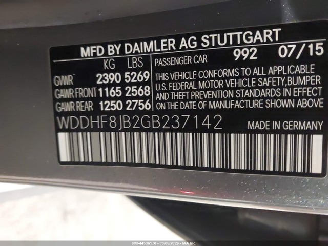 44536170 :رقم المزاد ، WDDHF8JB2GB237142 vin ، 2016 Mercedes-benz E 350 4matic مزاد بيع