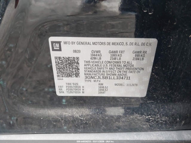 Chevrolet Trax Fwd Lt 2020 3GNCJLSB1LL334711 Image 9