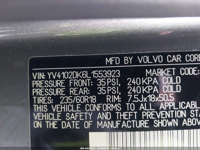 2020 VOLVO XC60 YV4102DK6L1553923 Photo 8
