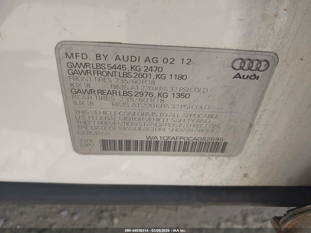 2012 AUDI Q5 WA1CFAFP0CA082696 Photo 8