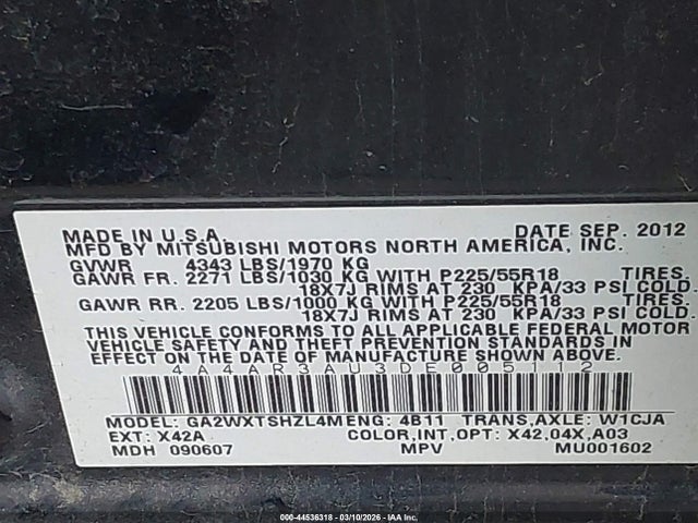 2013 MITSUBISHI OUTLANDER SPORT 4A4AR3AU3DE005112 Photo 8