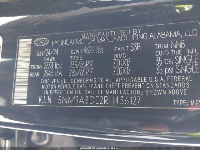 2024 HYUNDAI TUCSON 5NMJA3DE2RH436127 Photo 8