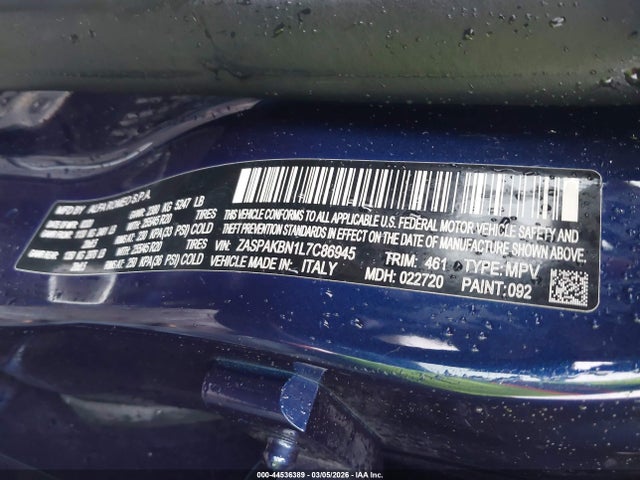 44536389 :رقم المزاد ، ZASPAKBN1L7C86945 vin ، 2020 Alfa Romeo Stelvio Ti Awd مزاد بيع
