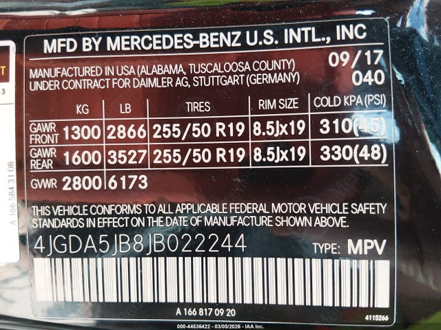2018 Mercedes-benz Gle 350 მანქანა იყიდება აუქციონზე, vin: 4JGDA5JB8JB022244, აუქციონის ნომერი: 44536422