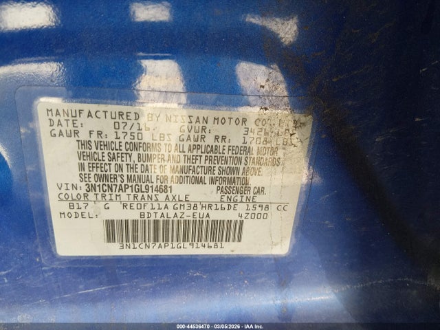 Nissan Versa 1.6 S+ 2016 3N1CN7AP1GL914681 Image 9