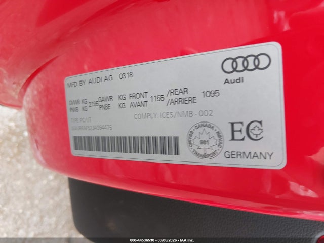 Aukcja sprzedaży 2018 Audi S5 3.0t Premium Plus, vin: WAUR4AF52JA094475, numer aukcji: 44536530