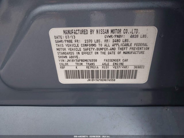 Продажа на аукционе авто 2014 Infiniti Q50 Premium, vin: JN1BV7AP8EM674558, номер лота: 44536574