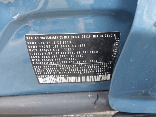 Aukcja sprzedaży 2025 Volkswagen Tiguan 2.0t Se, vin: 3VVMR7RM6SM069511, numer aukcji: 44536595