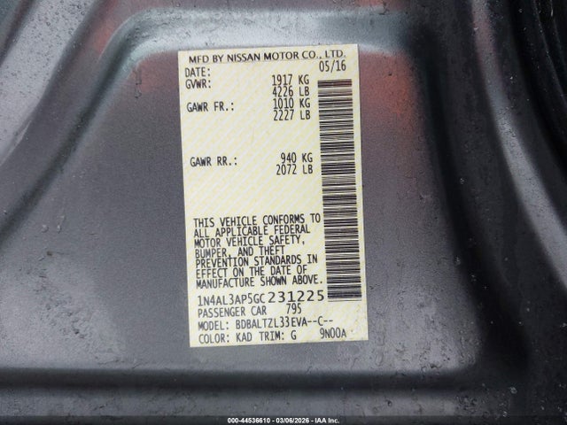 Nissan Altima 2.5 Sl 2016 1N4AL3AP5GC231225 Image 9