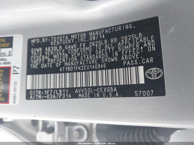 Toyota Camry Hybrid Xle 2014 4T1BD1FK2EU140946 Image 9